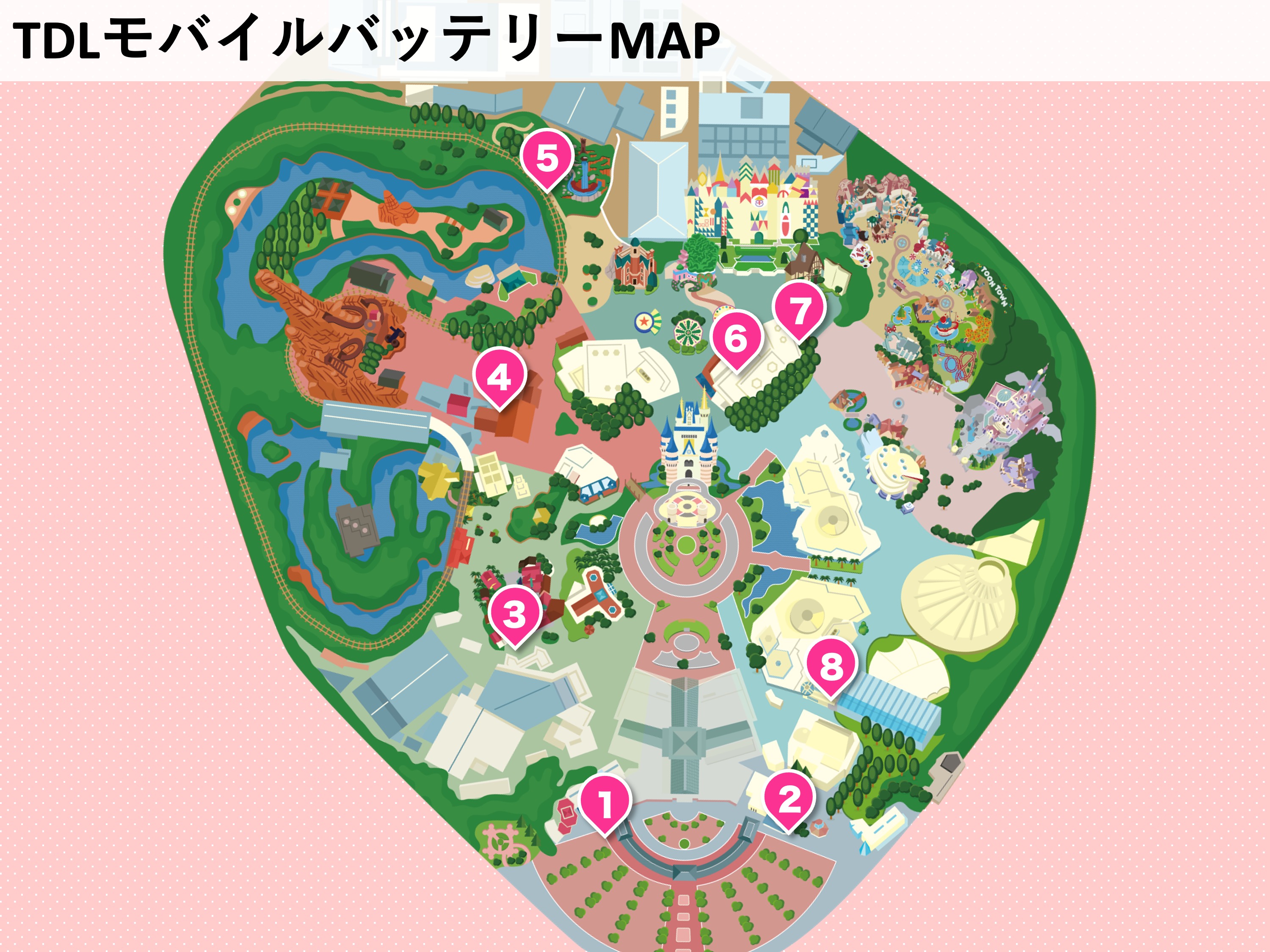 モバイルバッテリーレンタルサービスの場所MAP：ディズニーランド