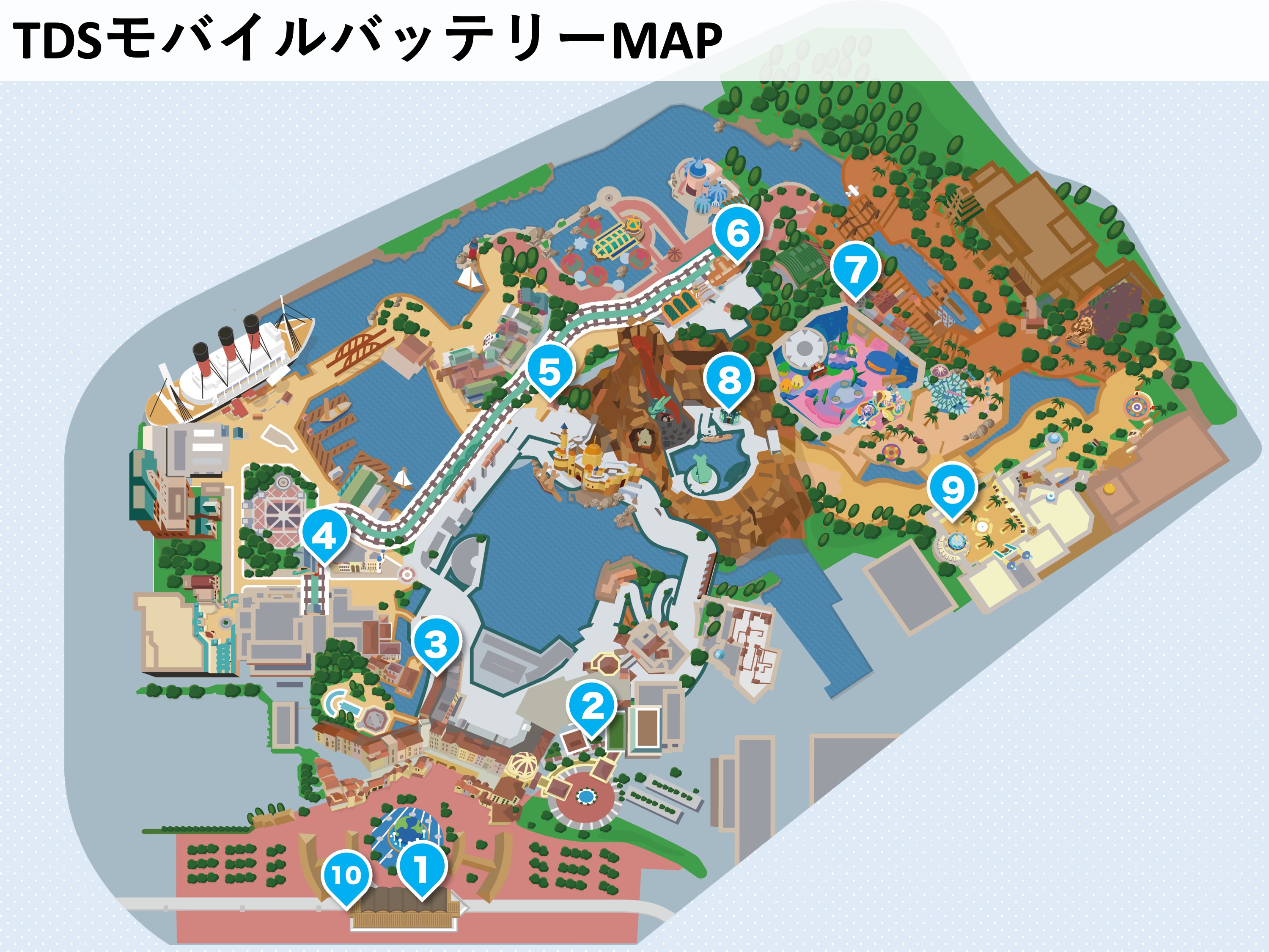 モバイルバッテリーレンタルサービスの場所MAP：ディズニーシー