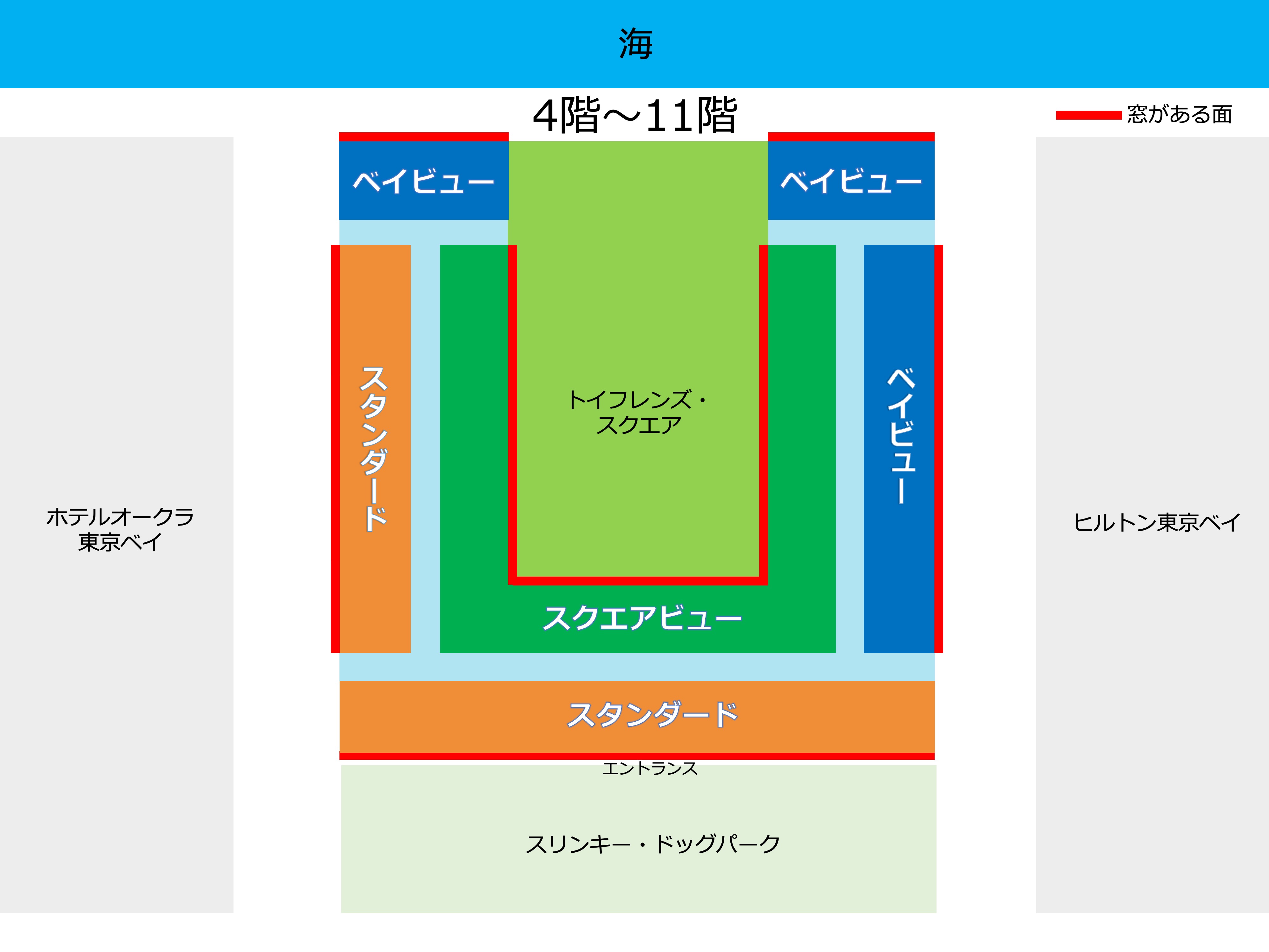 トイストーリーホテルのビューの地図（4階〜11階）