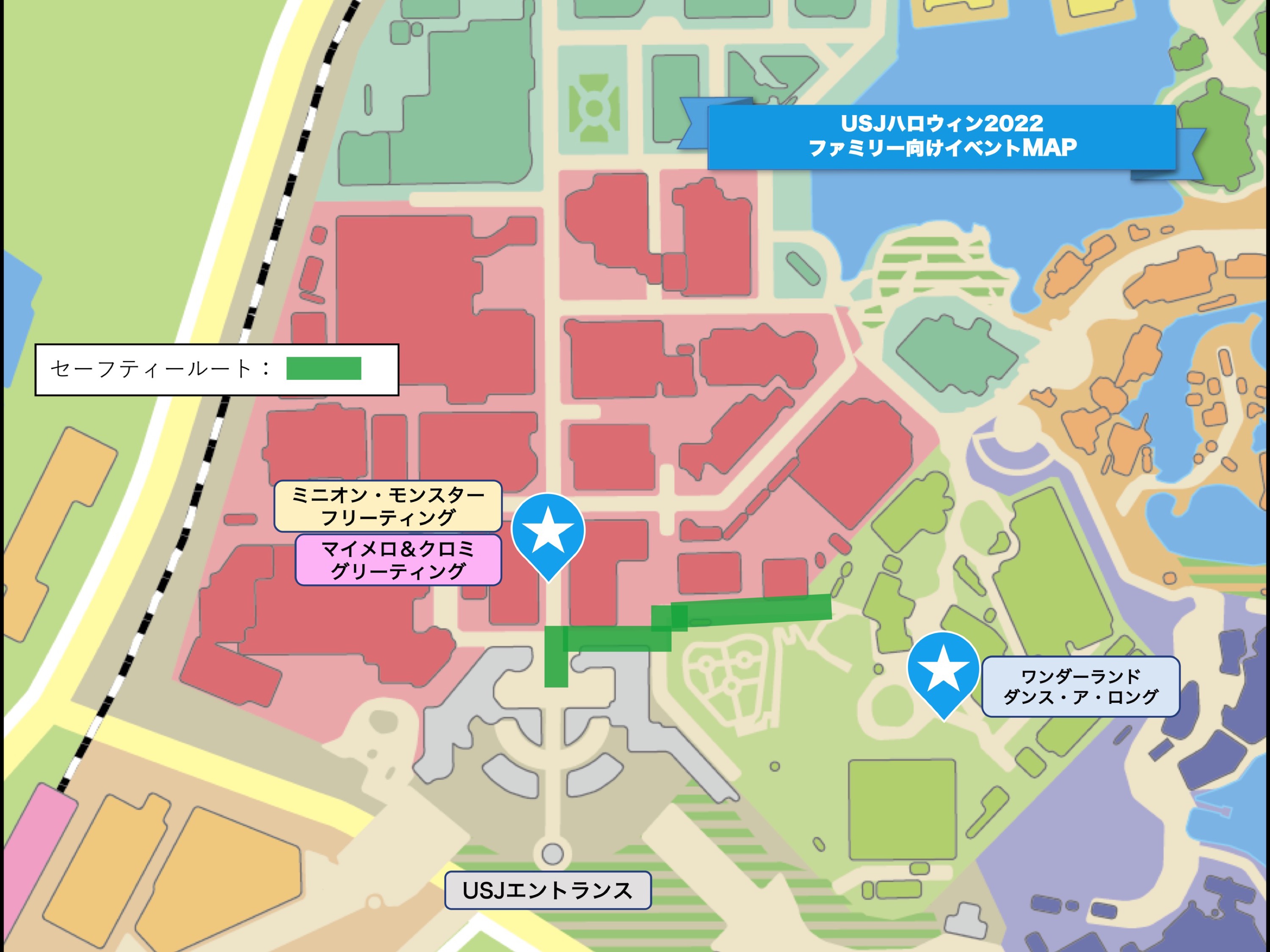 USJハロウィン2022：ファミリー向けイベントMAP