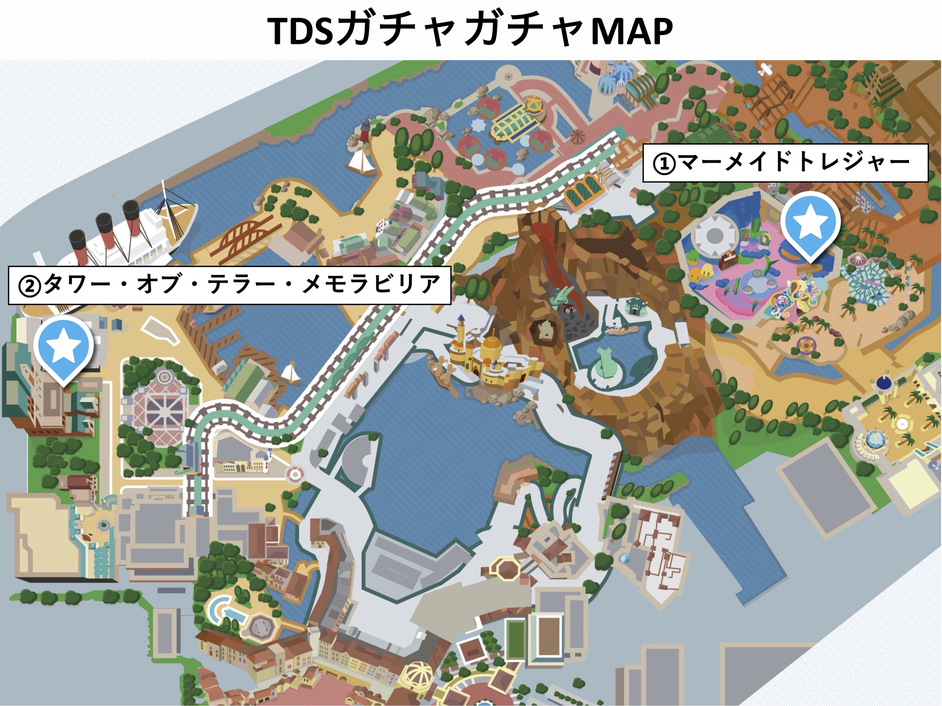 ディズニーシーガチャガチャ：カプセルトイの販売場所MAP