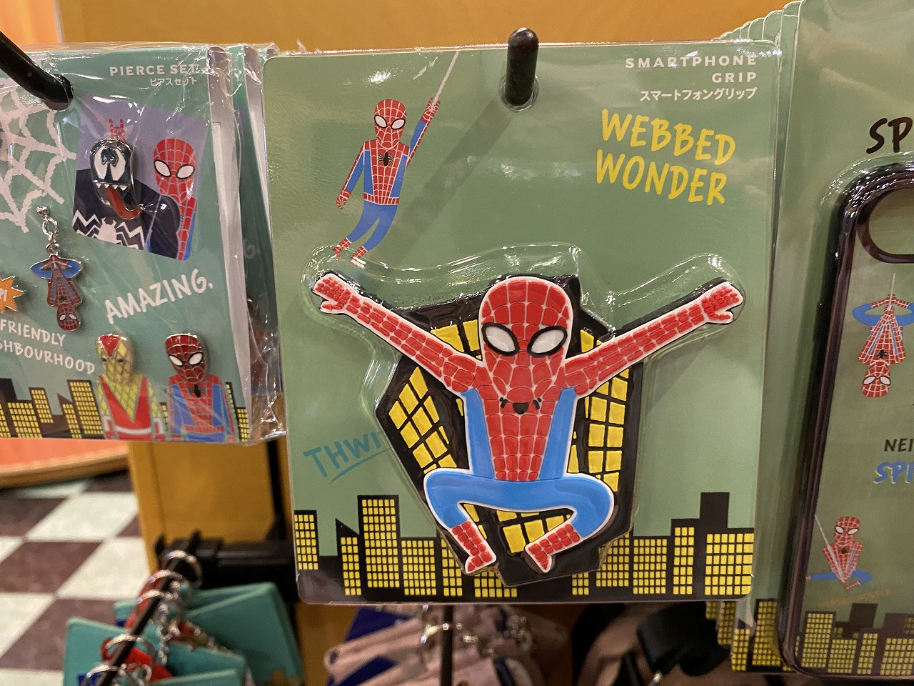 USJスパイダーマングッズ/スマートフォングリップ/「WEBBED WONDER」