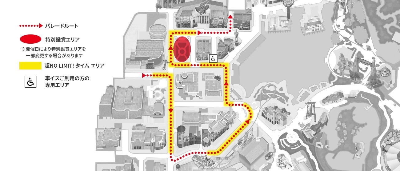 USJパレードルートの案内図