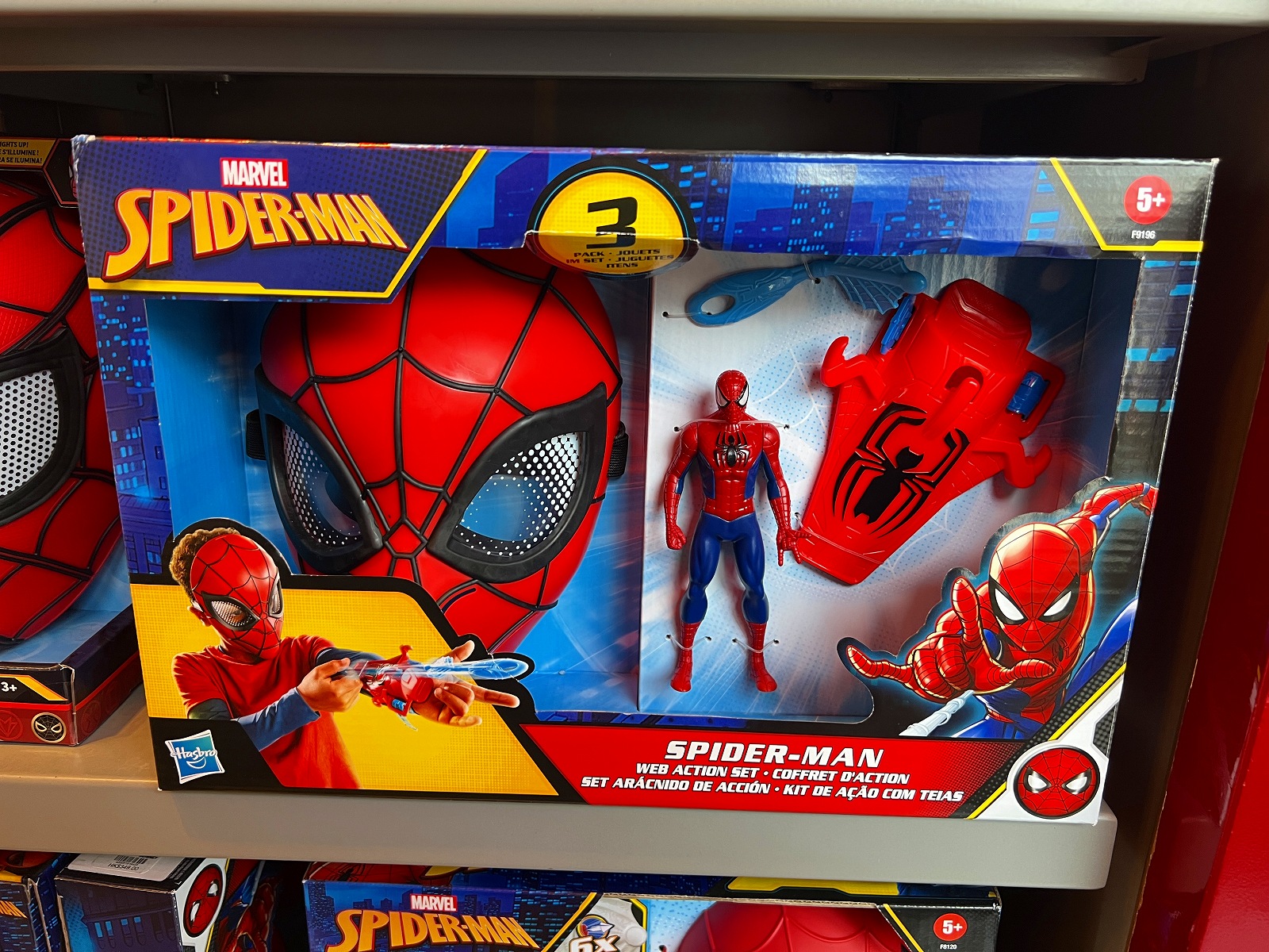 香港ディズニーマーベルグッズ：コミック版スパイダーマンなりきりマスク＆シューター