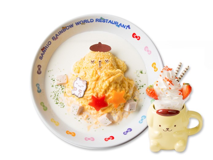 ポムポムプリンのオムライス チキンのクリームソース デザートカップ付き