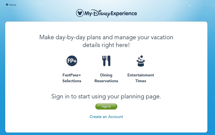 ウォルト・ディズニー・ワールド公式サイト「My Disney Experience」